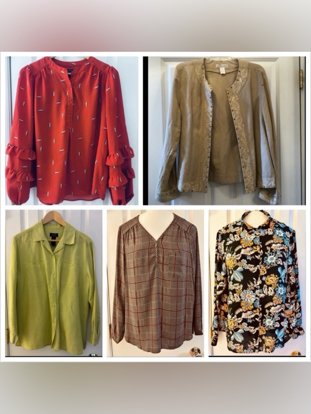 Pleione & More 5-Pc. Bundle Tops Blouses Jacket Button-Ups Large EUC Retail=$209